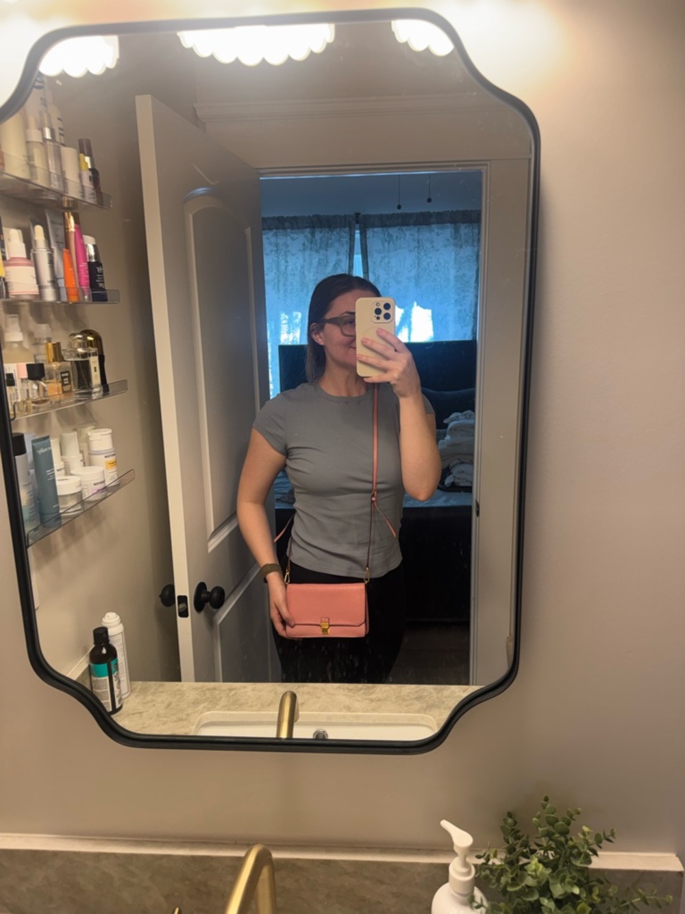 Miu Miu Madras Leather Push Lock Flap Crossbody Bag Pink Gold Hardware Small - Picture 14 of 14